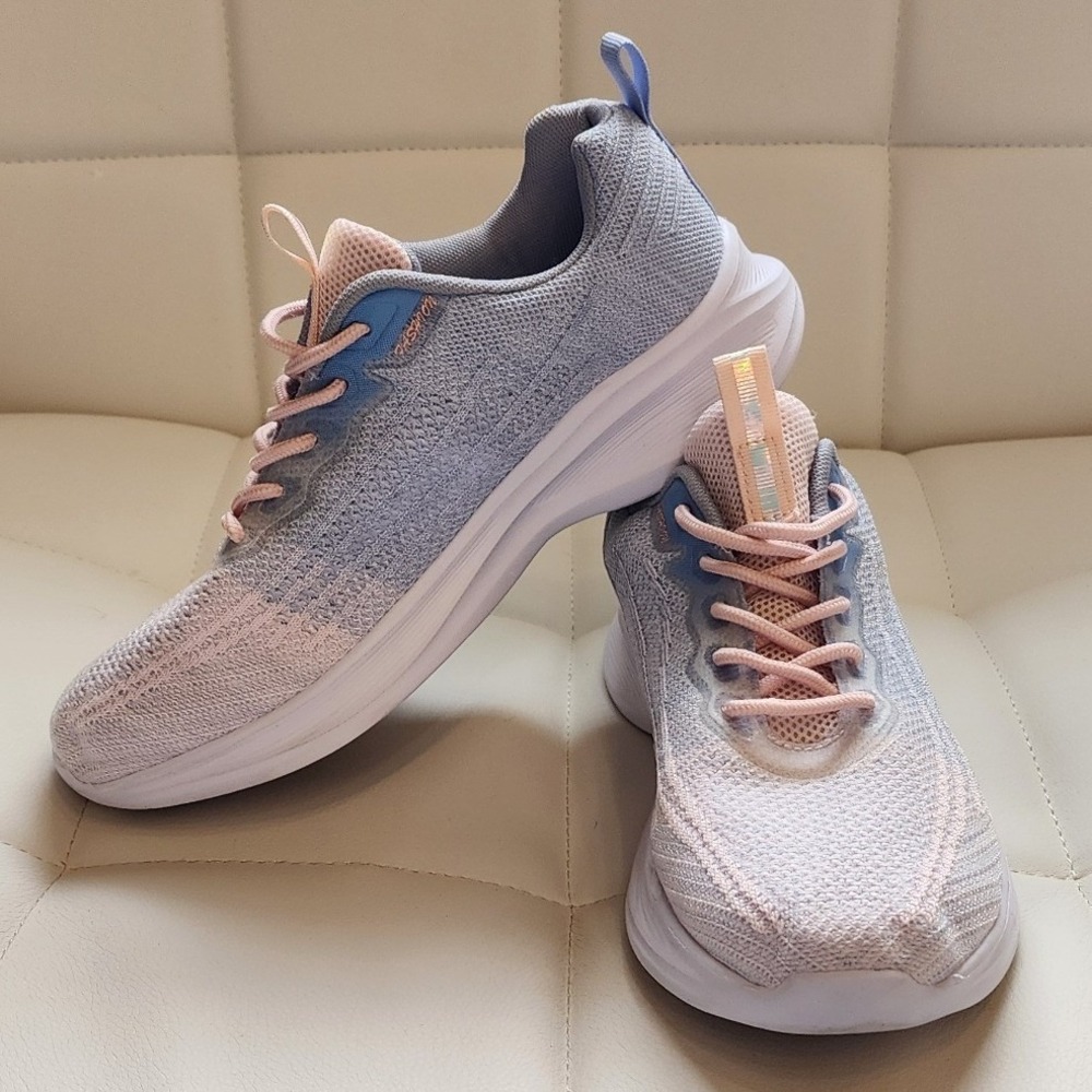 Unbranded Womens Knit Athletic Sneakers Blue Pink Gradient Lace Up Trainers
